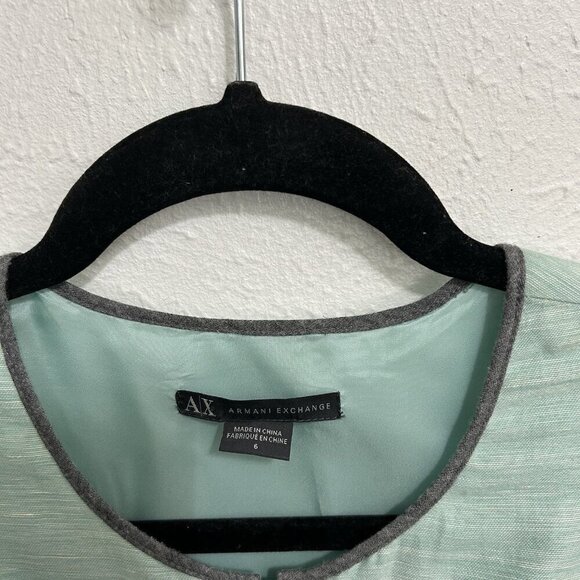 Armani Exchange Light Green Fit And Flare Dress Size 6 Flared Skirt Linen Blend - Picture 4 of 10